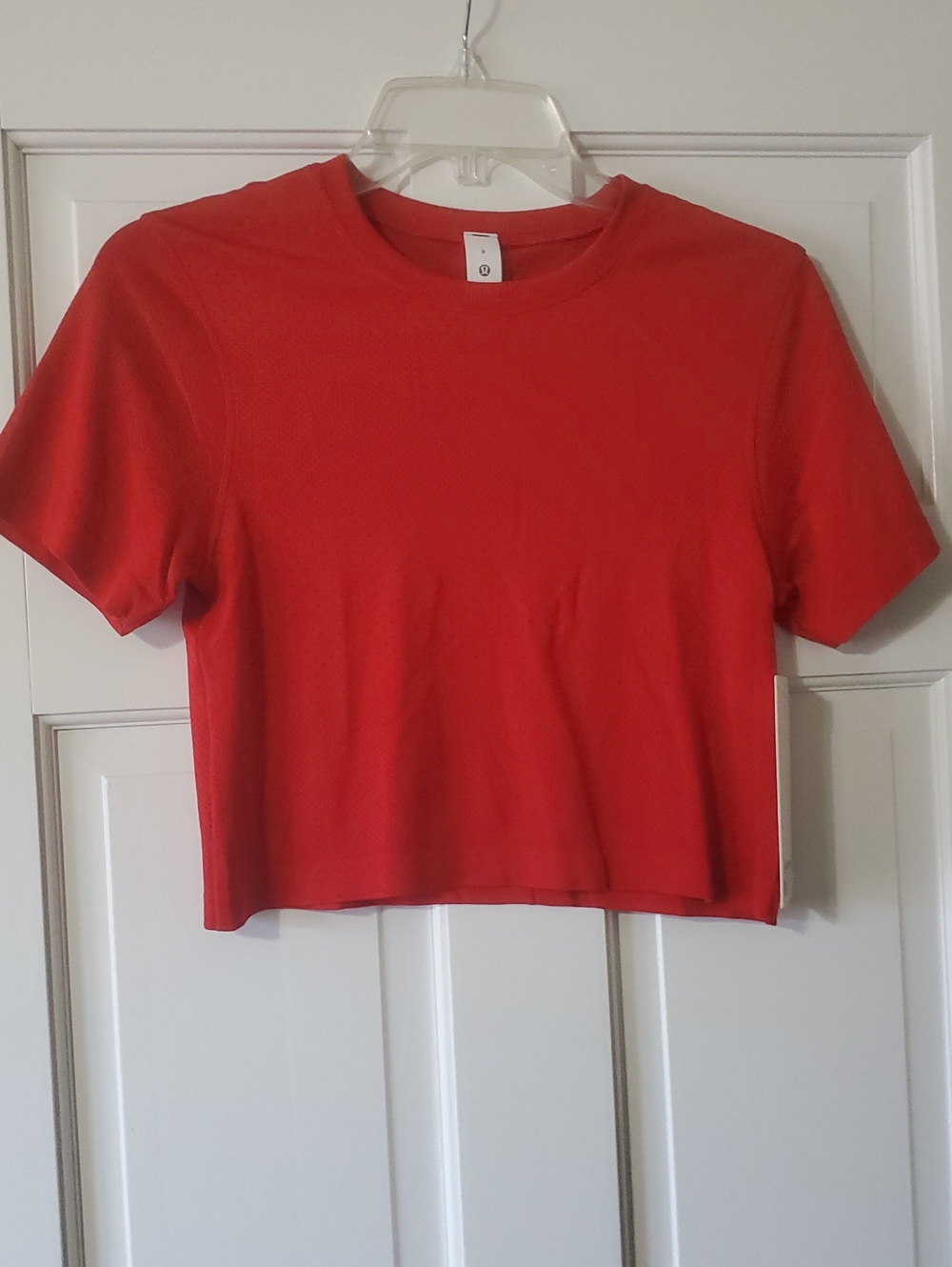 NWT Lululemon Swiftly Perforated Stripe Short Sleeve Oxford Red Sz 0